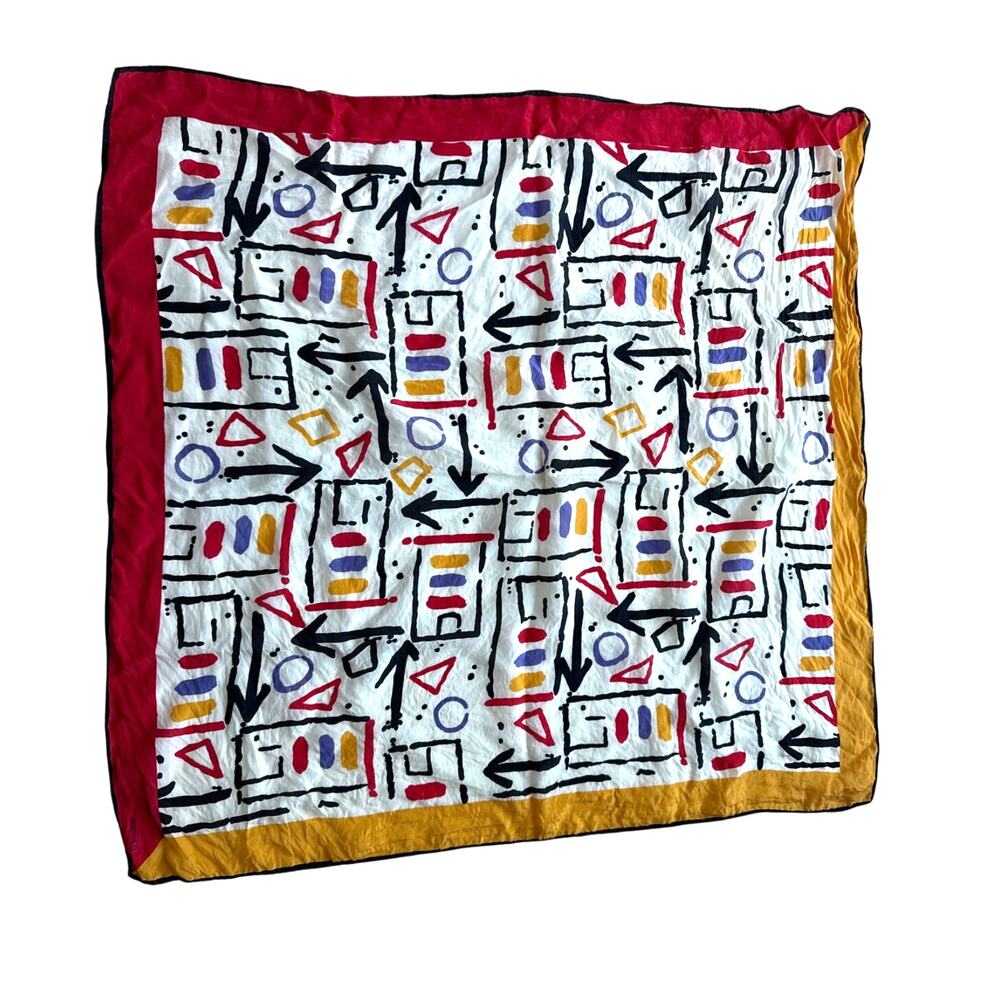 Albert Nippon Silk Scarf Geometric Modern Print Vintage